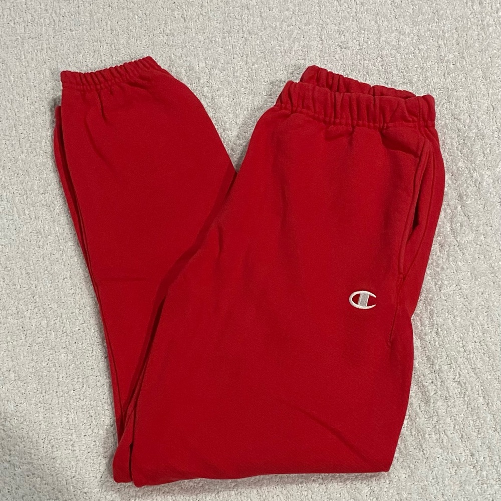 Mens Red Champion Jogger Sweatpants
